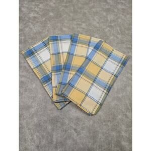 Set of 4 Longaberger Cornflower Plaid Napkins